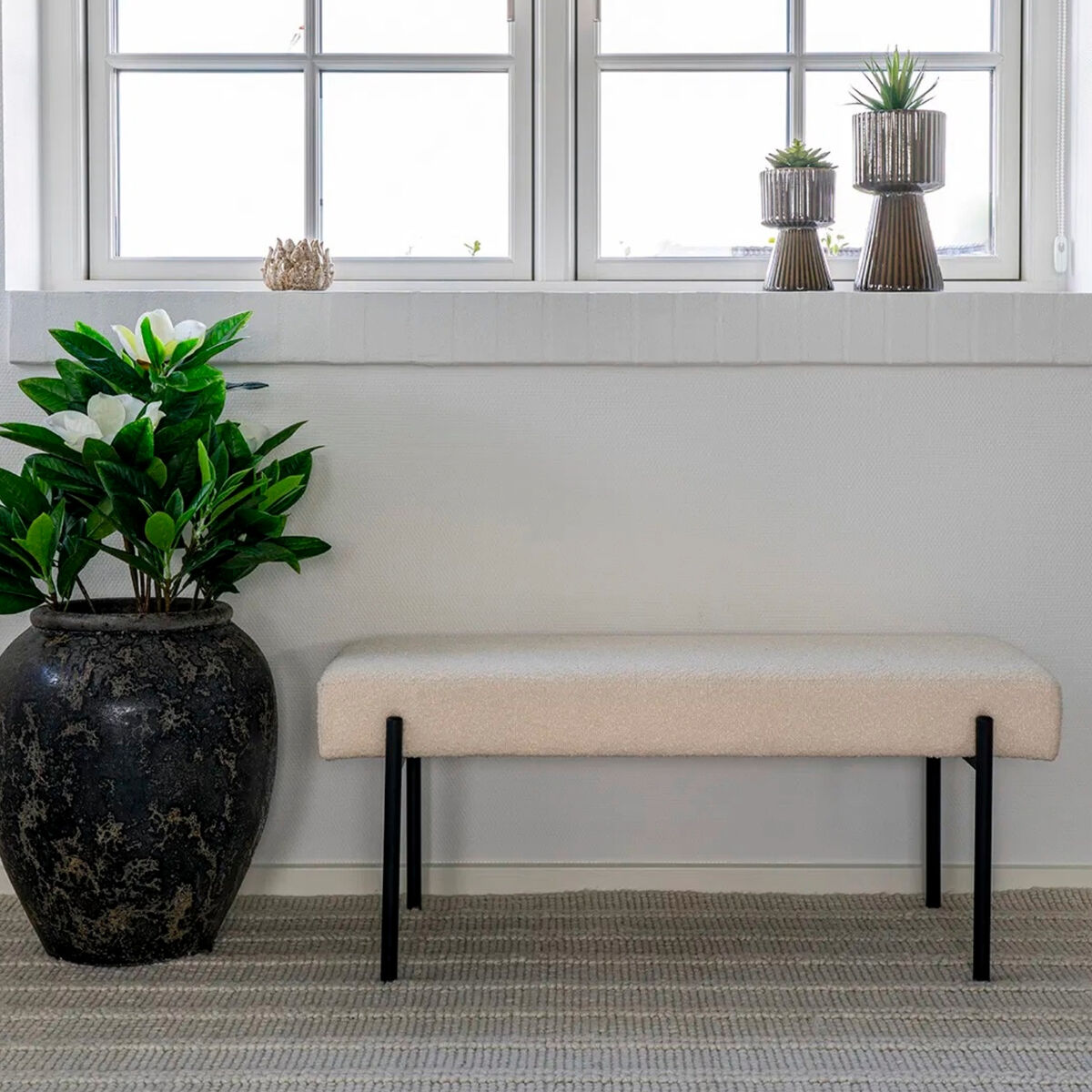 House Nordic Swindon penkki 100x36 cm valkoinen HN1232 buklee, mustat jalat